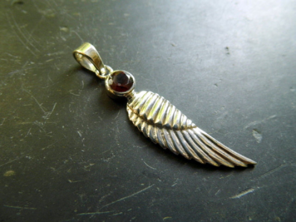 Anhänger, Flügel, Silber, Engel, Granat, Schmuck, rot